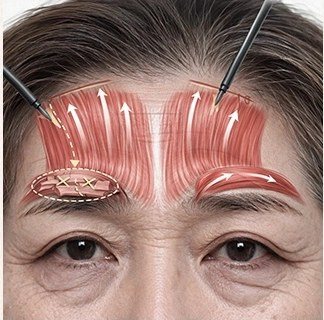 헤어라인을 따라 박리 및 리프팅 수술 일러스트