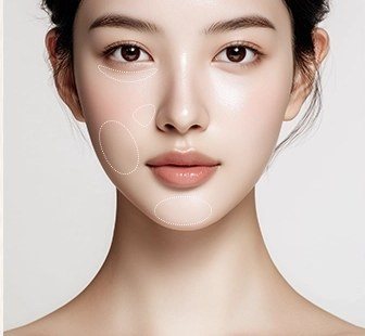 여성 얼굴 시술 디자인 부위 표시