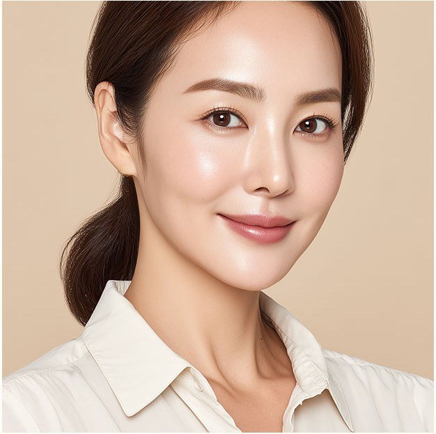 깨끗하고 탄력 있는 피부의 여성 모델