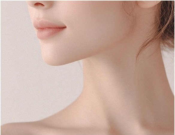 턱과 목 라인 여성 클로즈업