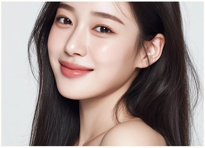 미소 짓고 있는 여성의 상반신 프로필