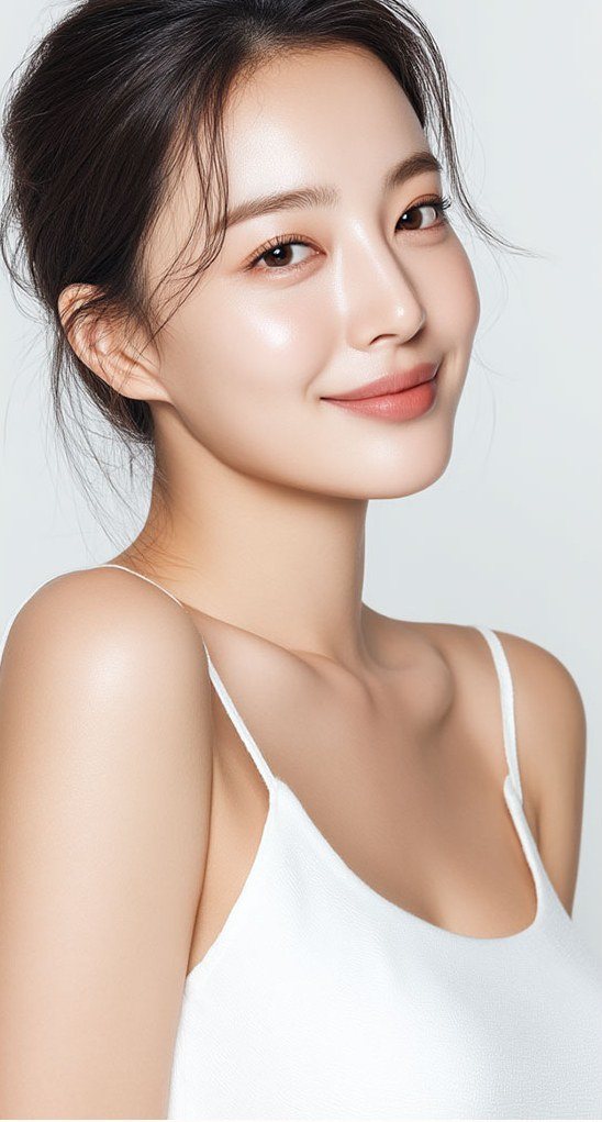 깨끗한 피부의 여성 모델 사진