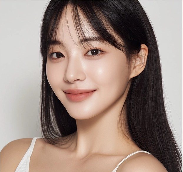 미소 짓고 있는 여성 모델 얼굴