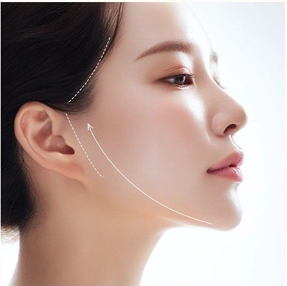얼굴 옆모습 리프팅 라인 그래픽