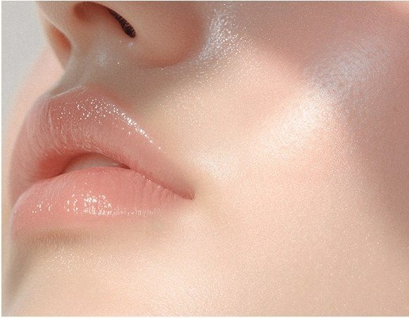 입술과 팔자주름 부위 피부 클로즈업