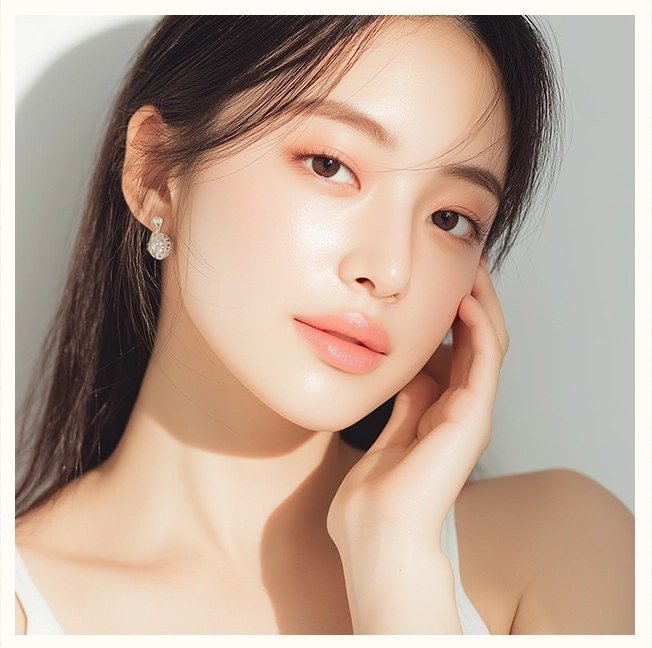 한 손을 턱에 댄 여성의 얼굴