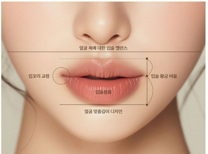 입술 황금 비율과 밸런스를 분석한 3D 커스텀 디자인 다이어그램